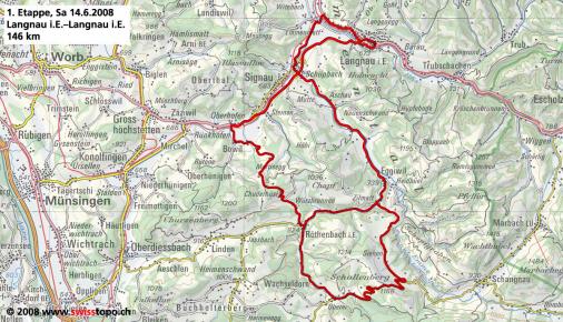 Streckenverlauf Tour de Suisse 2008 - Etappe 1