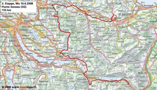 Streckenverlauf Tour de Suisse 2008 - Etappe 3