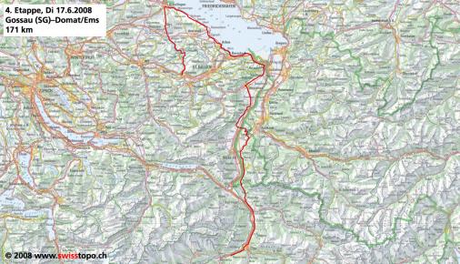 Streckenverlauf Tour de Suisse 2008 - Etappe 4