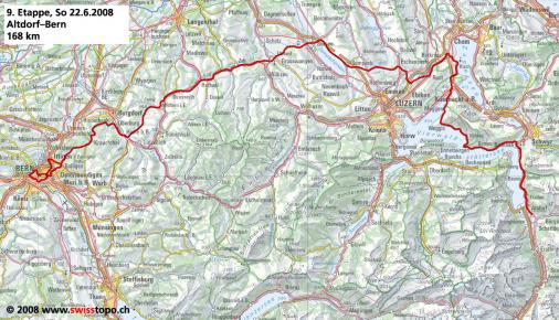 Streckenverlauf Tour de Suisse 2008 - Etappe 9