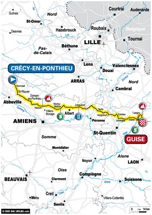 Streckenverlauf Tour de Picardie 2008 - Etappe 1