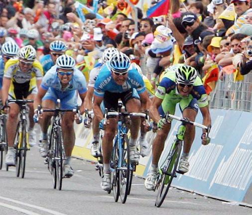 Daniele Bennati,  Erik Zabel,  Danilo Hondo , Thomas Fothen,  Alberto Loddo,  91. Giro d\' Italia 2008,  3. Etappe, Catania - Milazzo (221 km), Foto: Sabine Jacob