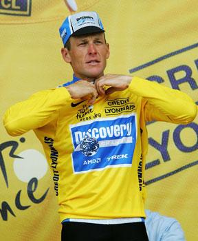 Lance Armstrong in seinem Lieblinstrikot