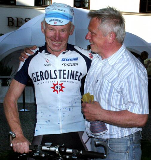Friedensfahrtsieger Axel Peschel, Buckow-Organisator Michael Drabinski, 56. Tour de Berlin 2008, 1. Etappe. Foto: Adriano Coco 
