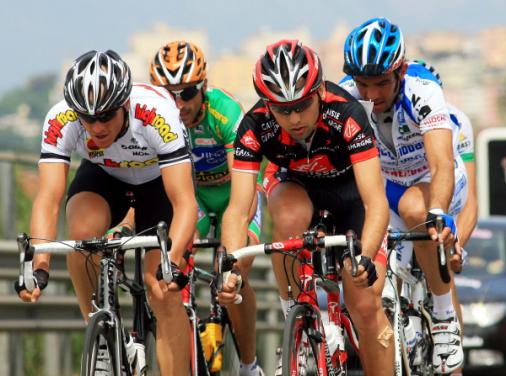 Ausreisser Adam Hansen (Highroad), Mathieu Perget (Caisse d\'Epargne), Daniele Nardello (Diquigiovanni), 91. Giro d\' Italia 2008, 8. Etappe, Foto: Sabine Jacob