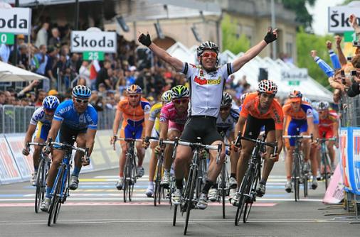 Mark Cavendish,  Daniele Bennati, Koldo Fernandez De Larrea  , Erik Zabel,  Julian Dean, 91. Giro d\'Italia, 13. Etappe, Foto: Sabine Jacob