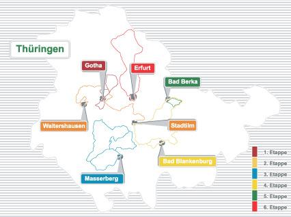 Streckenverlauf Internationale Thringen-Rundfahrt 2008