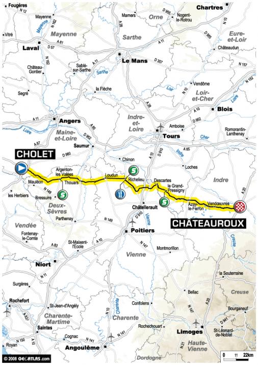 Streckenverlauf Tour de France 2008- Etappe 5