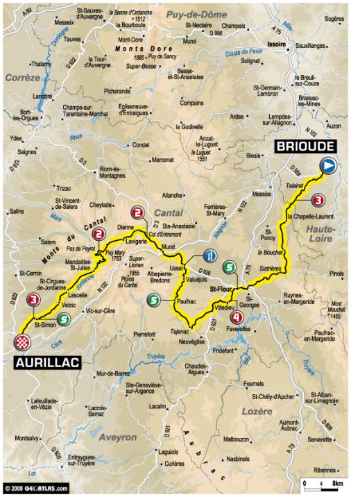 Streckenverlauf Tour de France 2008- Etappe 7