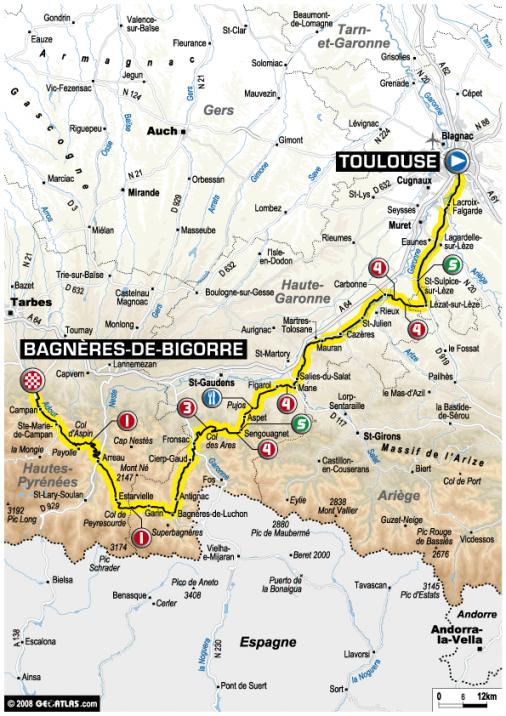 Streckenverlauf Tour de France 2008- Etappe 9