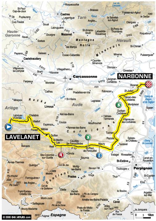 Streckenverlauf Tour de France 2008- Etappe 12