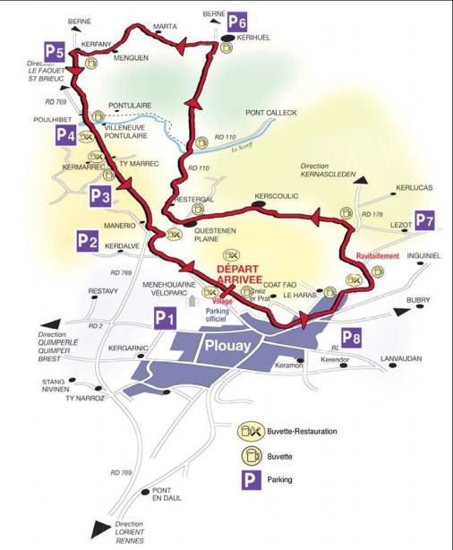 Streckenverlauf GP Ouest France - Plouay 2008