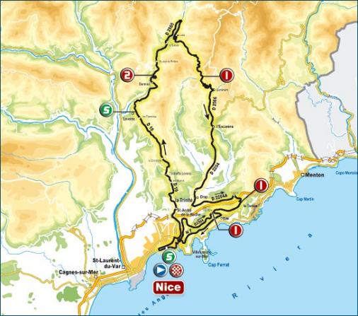 Paris - Nizza Streckenkarte Etappe 7