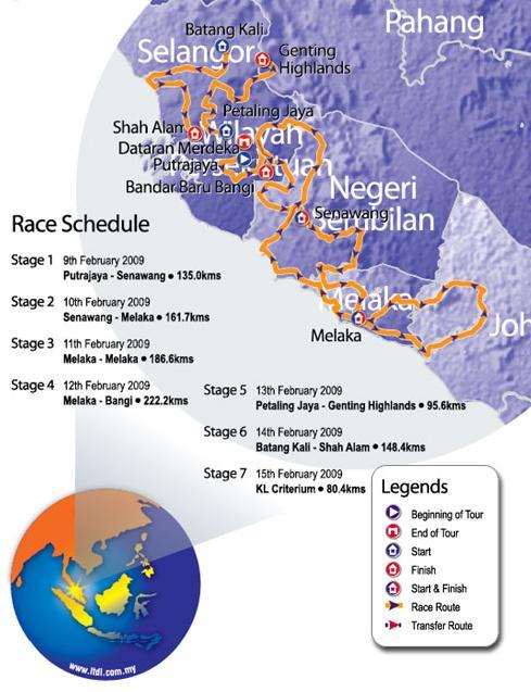Streckenverlauf Le Tour de Langkawi 2008