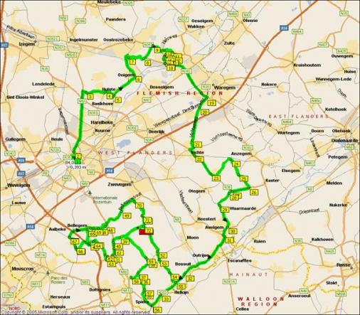 Streckenverlauf Driedaagse van West-Vlaanderen 2009 - Etappe 1