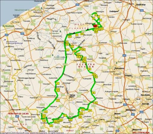 Streckenverlauf Driedaagse van West-Vlaanderen 2009 - Etappe 3