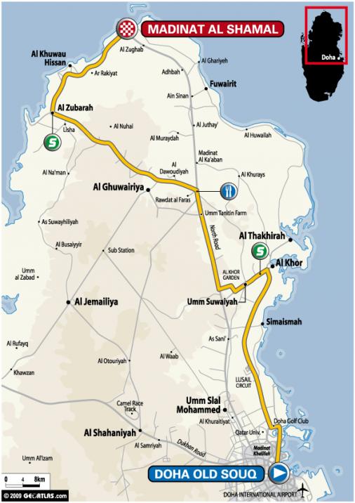 Streckenverlauf Tour of Qatar 2009 - Etappe 4