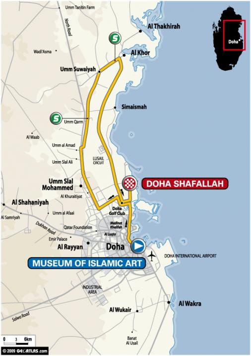 Streckenverlauf Frauen: Ladies Tour of Qatar 2009 - Etappe 1